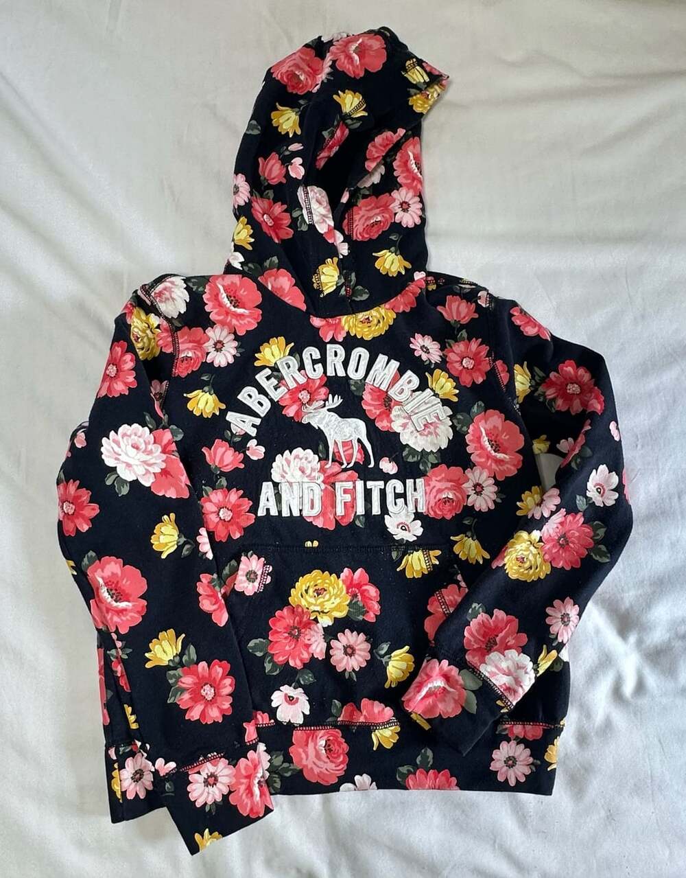 Abercrombie Kids Black Floral Hoodie Sweatshirt Size 11/12